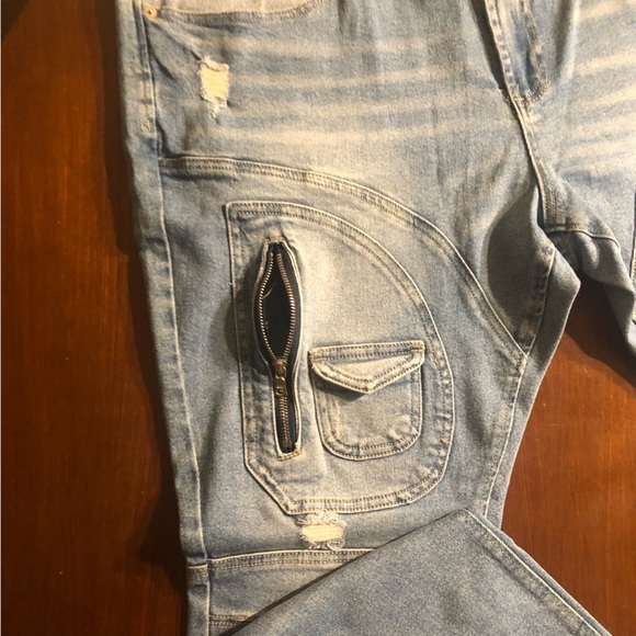 NWOT Fashion Nova Ryda Moto Skinny Jean - Light/Wash Size 42 - Picture 8 of 11